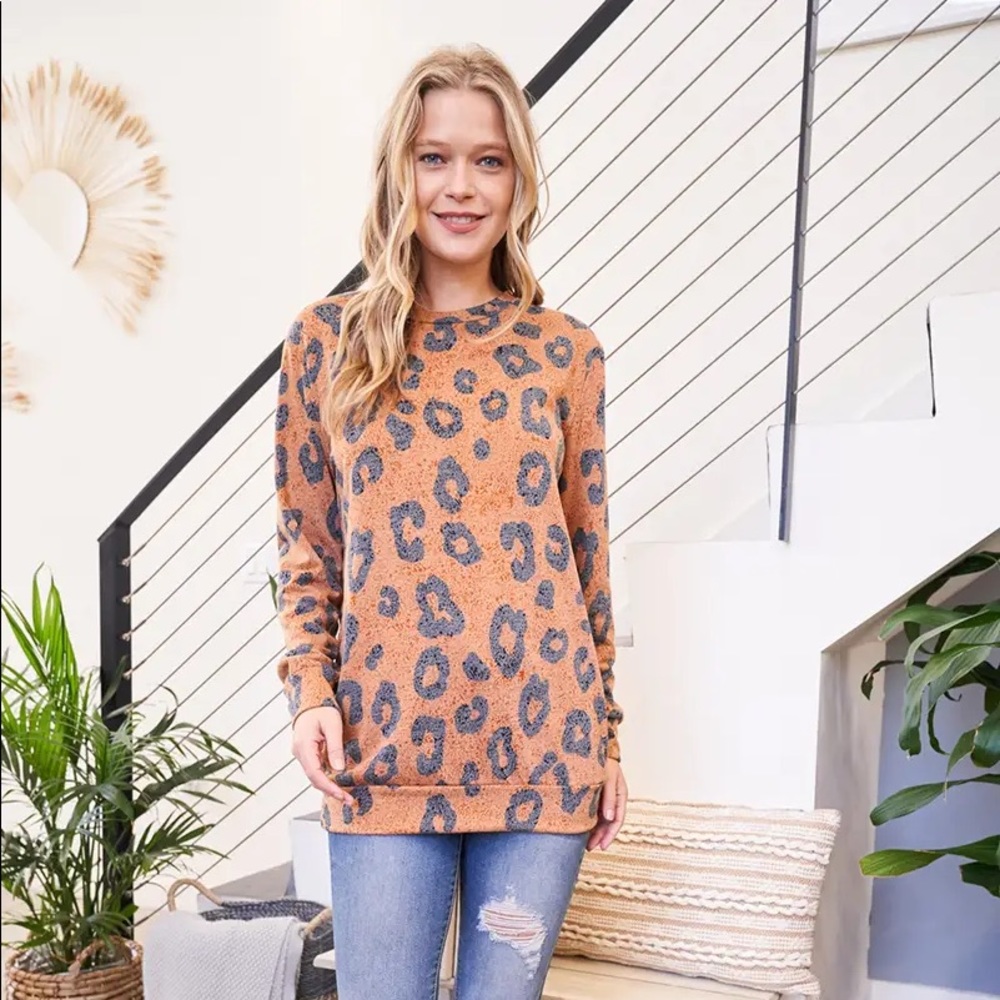 Burn Out Leopard Long Sleeve Top